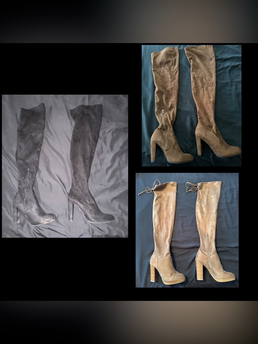 Over-the-Knee Suede Platform Boots in Brown